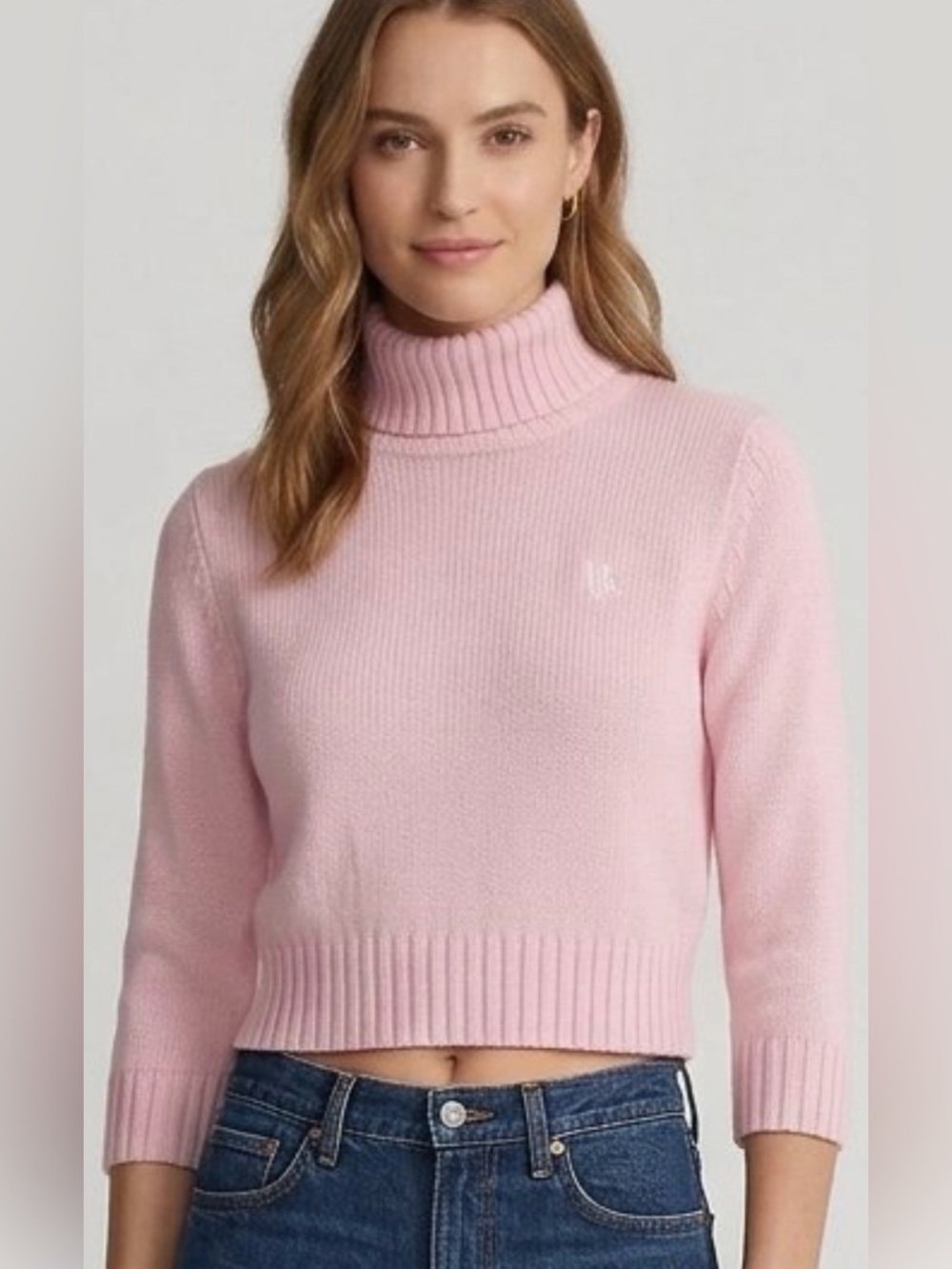 Lauren Ralph Lauren Pastel Light Pink Knit Turtleneck Sweater M